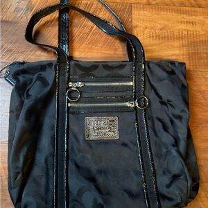 Coach Black Tote with Glossy Accents